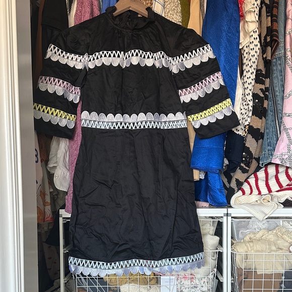 Cynthia Rowley Whitley Scallop Embroidered Black Dress - Picture 5 of 8